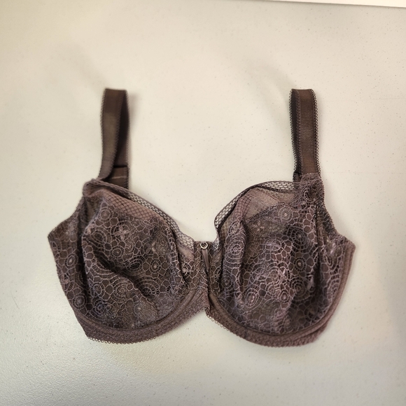 Freya Expression Plunge Lace Cup Bra AA5491 Unpadded Underwire Size 28J Shark - Picture 2 of 8